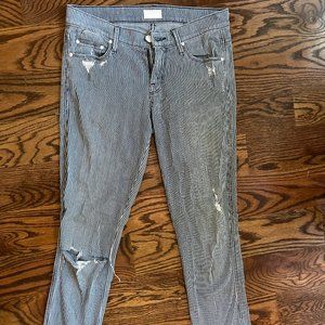 NWOT MOTHER pinstripe distressed low rise jeans
